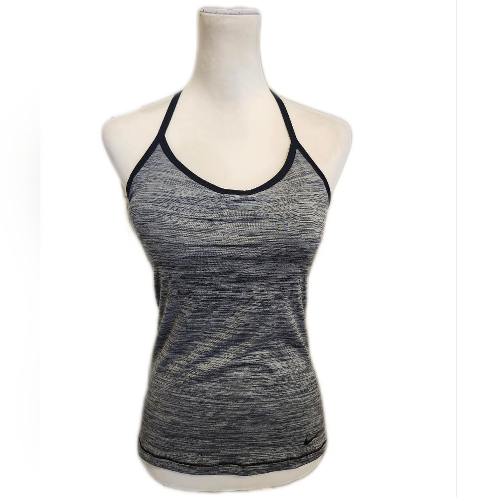 Nike Dri-Fit Heather Gray & Black Racerback Tank Top, Built In Bra, S